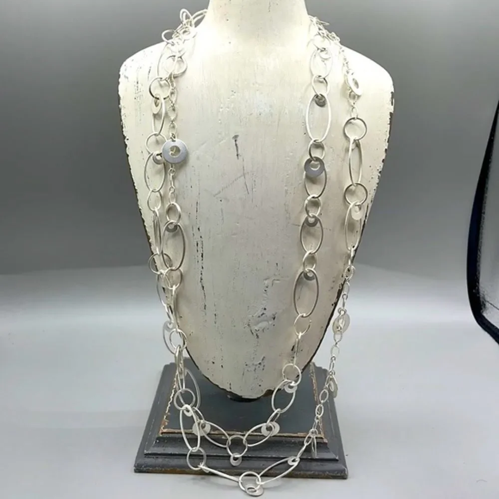 Silver double chain necklace by Premier Designs